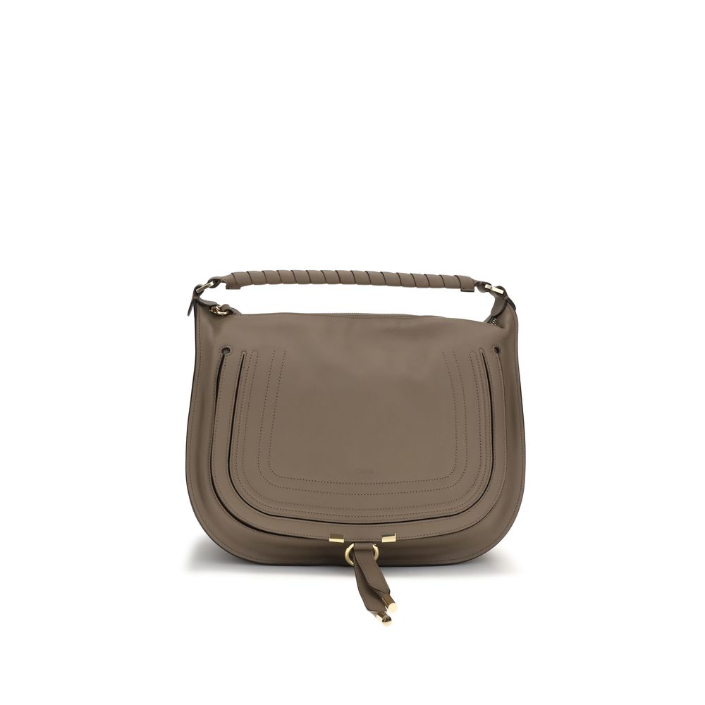 Chloé Beige Calf Leather Marcie Shoulder Bag
