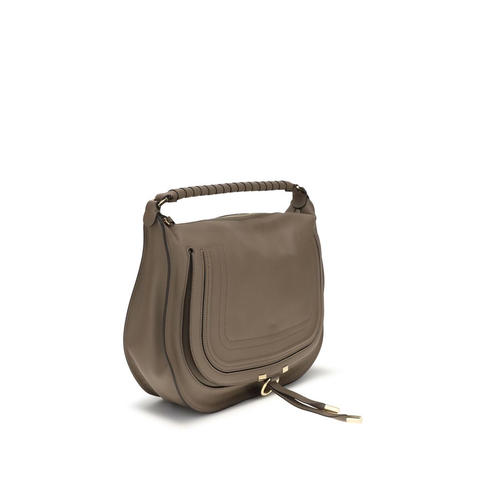 Chloé Beige Calf Leather Marcie Shoulder Bag