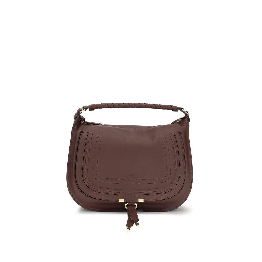 Chloé Brown Calf Leather Marcie Shoulder Bag