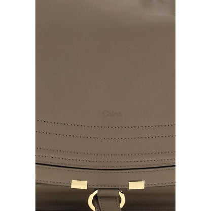 Chloé Beige Calf Leather Marcie Shoulder Bag