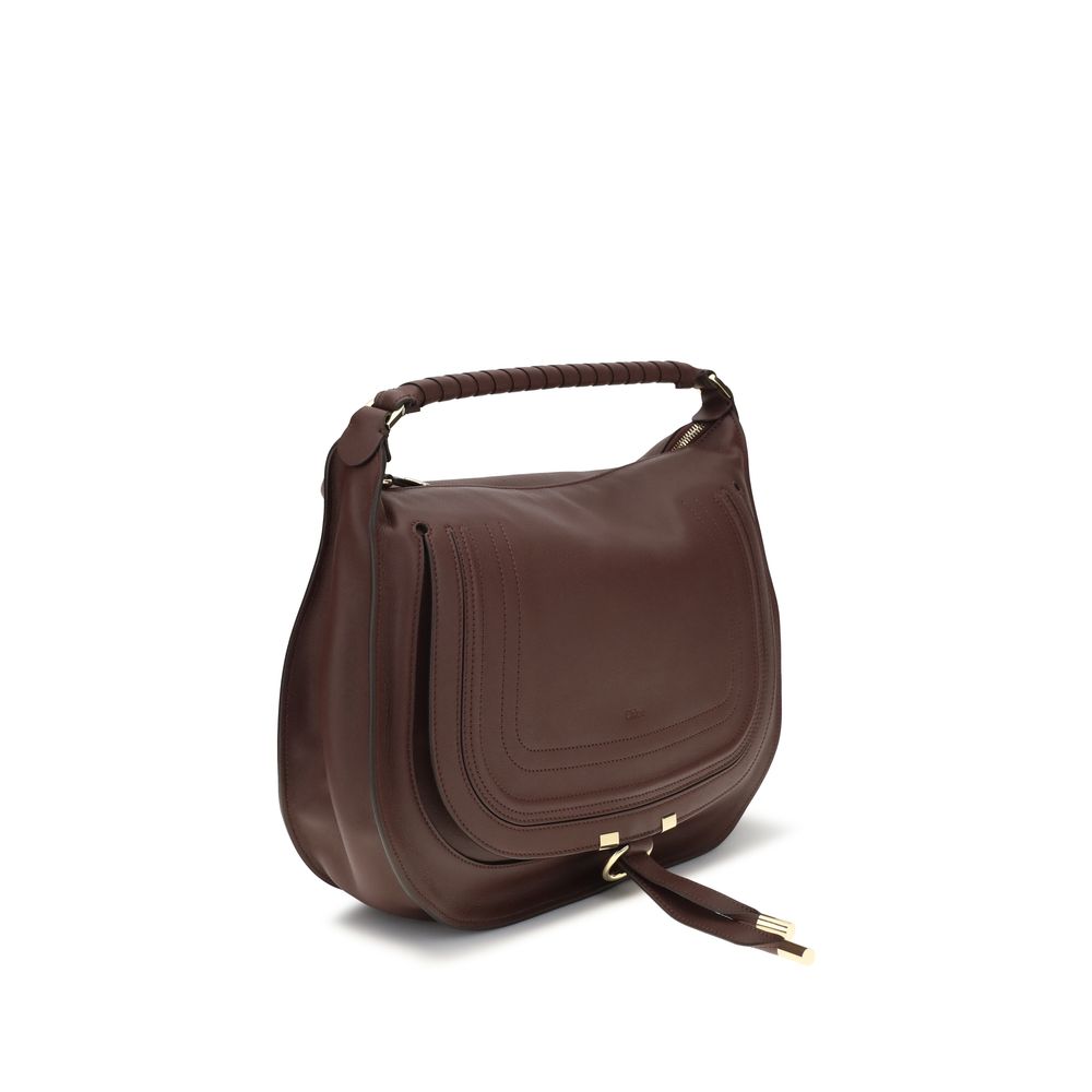 Chloé Brown Calf Leather Marcie Shoulder Bag