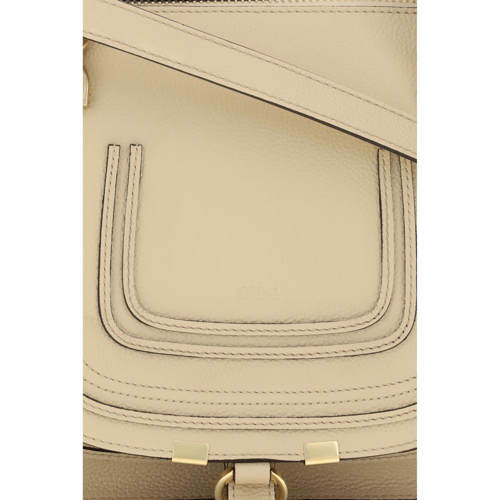 Chloé Beige Calf Leather Marcie Shoulder Bag