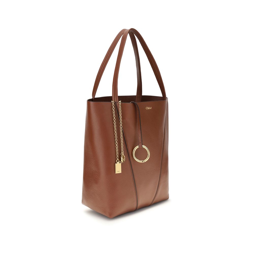 Chloé Brown Calf Leather Spin Shoulder Bag