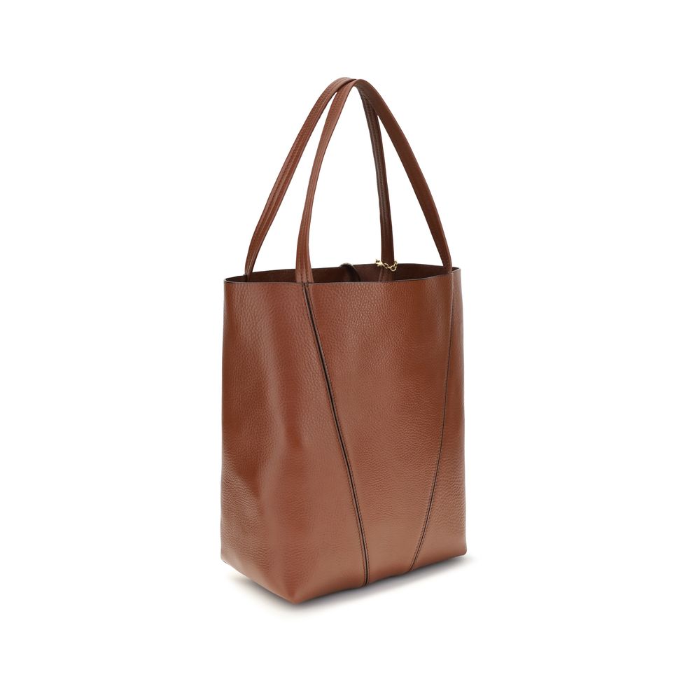 Chloé Brown Calf Leather Spin Shoulder Bag