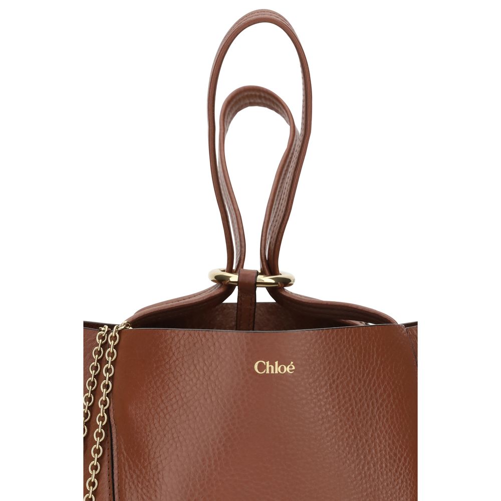 Chloé Brown Calf Leather Spin Shoulder Bag