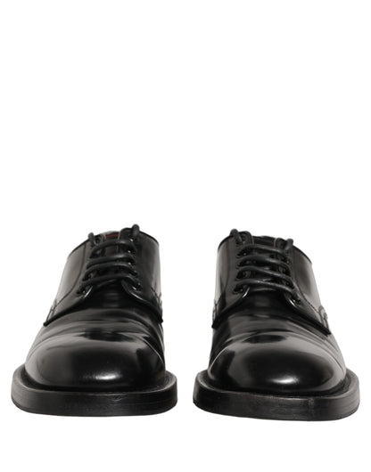 Dolce & Gabbana Black Leather Lace Up Derby Dress Men Shoes