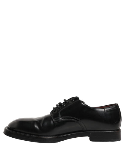 Dolce & Gabbana Black Leather Lace Up Derby Dress Men Shoes