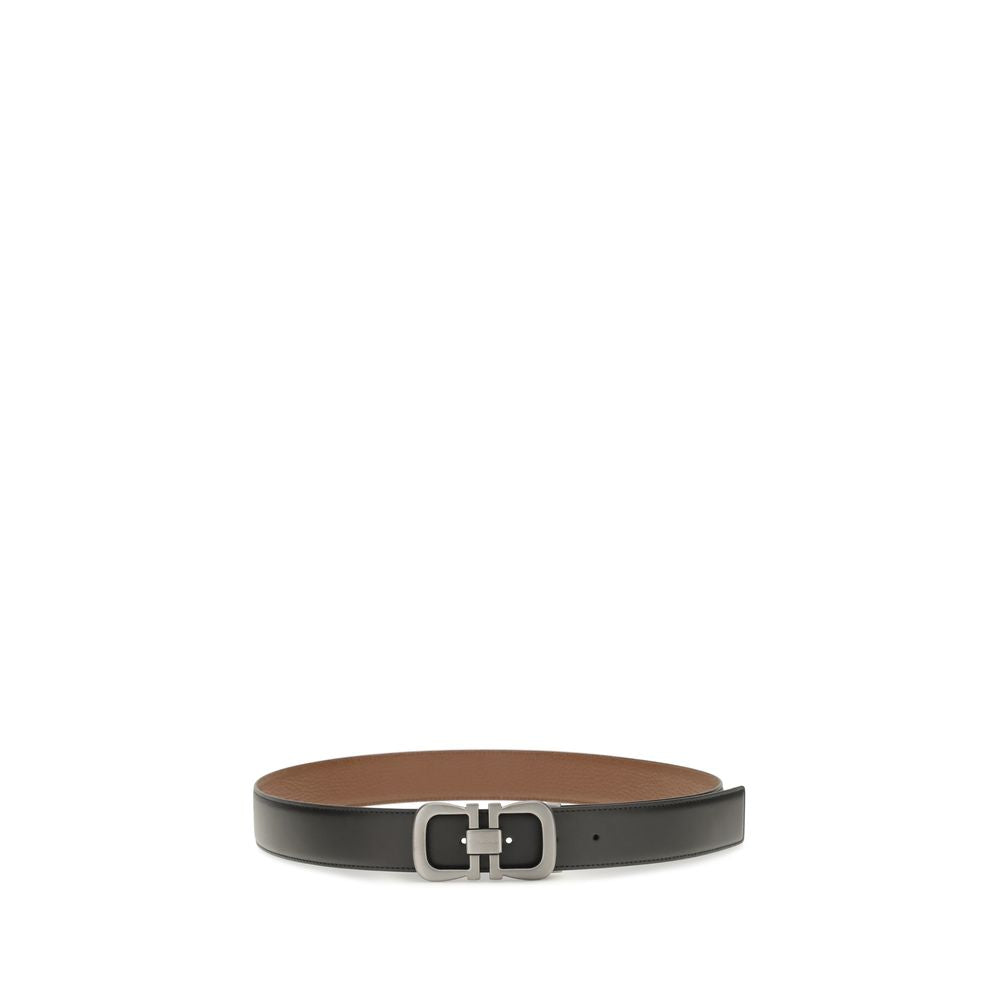 Ferragamo Black Calf Leather Bos Taurus Regular Belt 3 cm