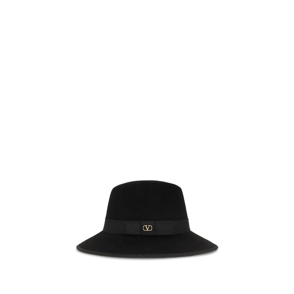 Valentino Garavani Black Cotton VLogo Signature Fedora Hat