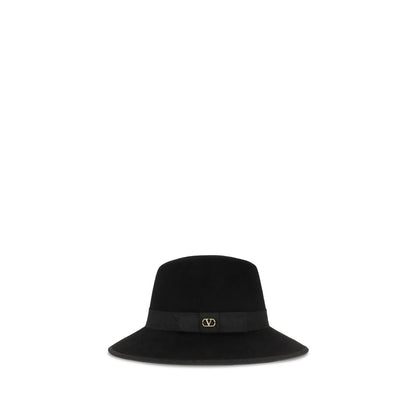 Valentino Garavani Black Cotton VLogo Signature Fedora Hat