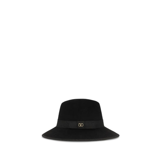 Valentino Garavani Black Cotton VLogo Signature Fedora Hat