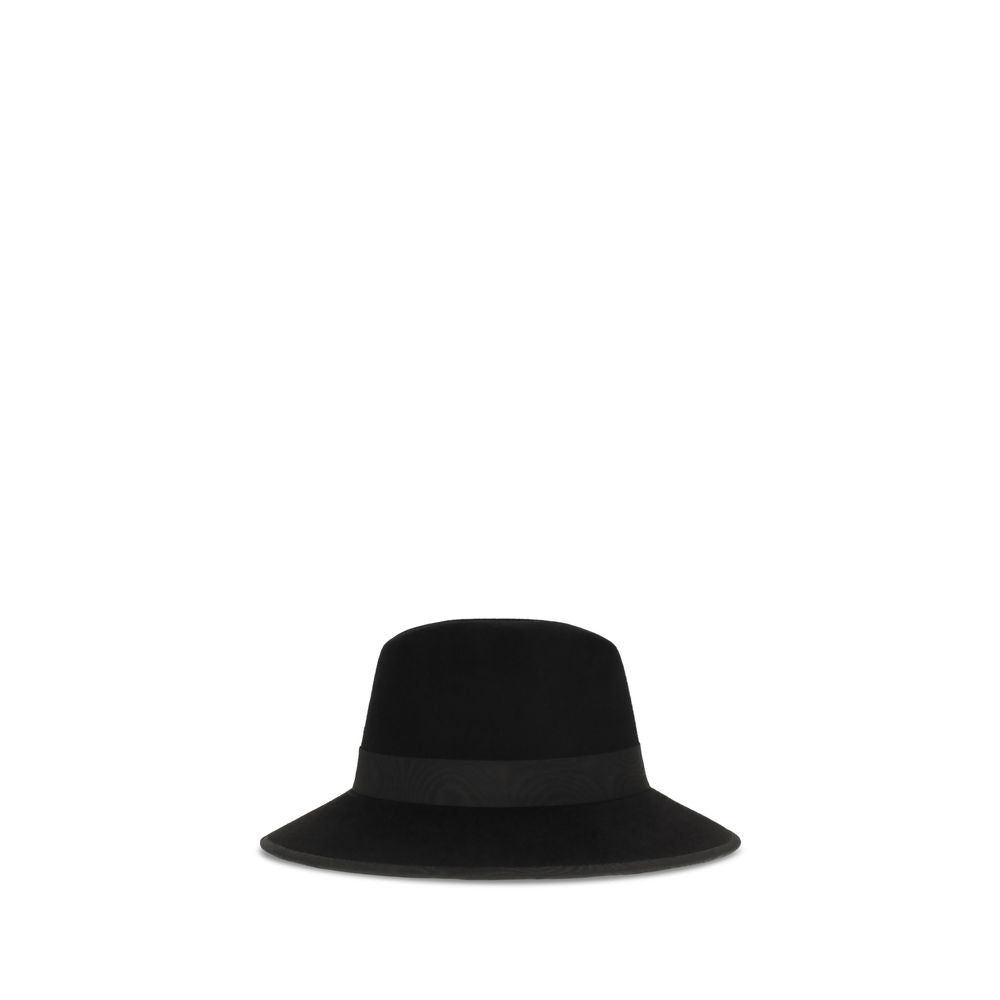 Valentino Garavani Black Cotton VLogo Signature Fedora Hat