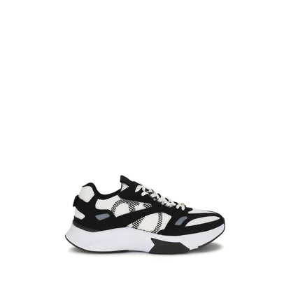 Valentino Garavani White & Black Demivee Mesh and Suede Sneakers