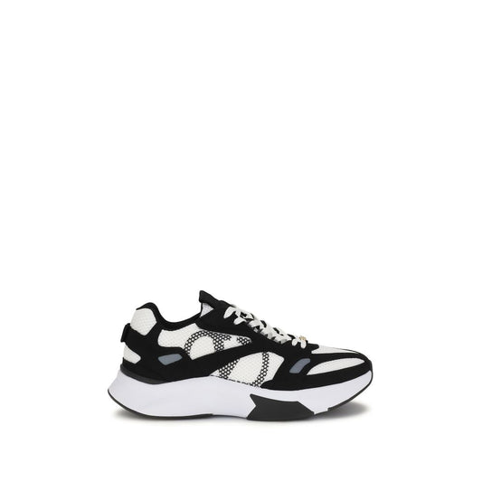 Valentino Garavani White & Black Demivee Mesh and Suede Sneakers