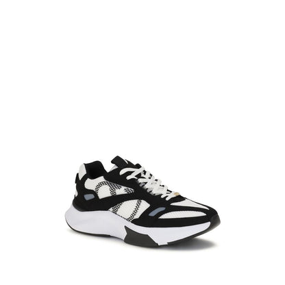 Valentino Garavani White & Black Demivee Mesh and Suede Sneakers