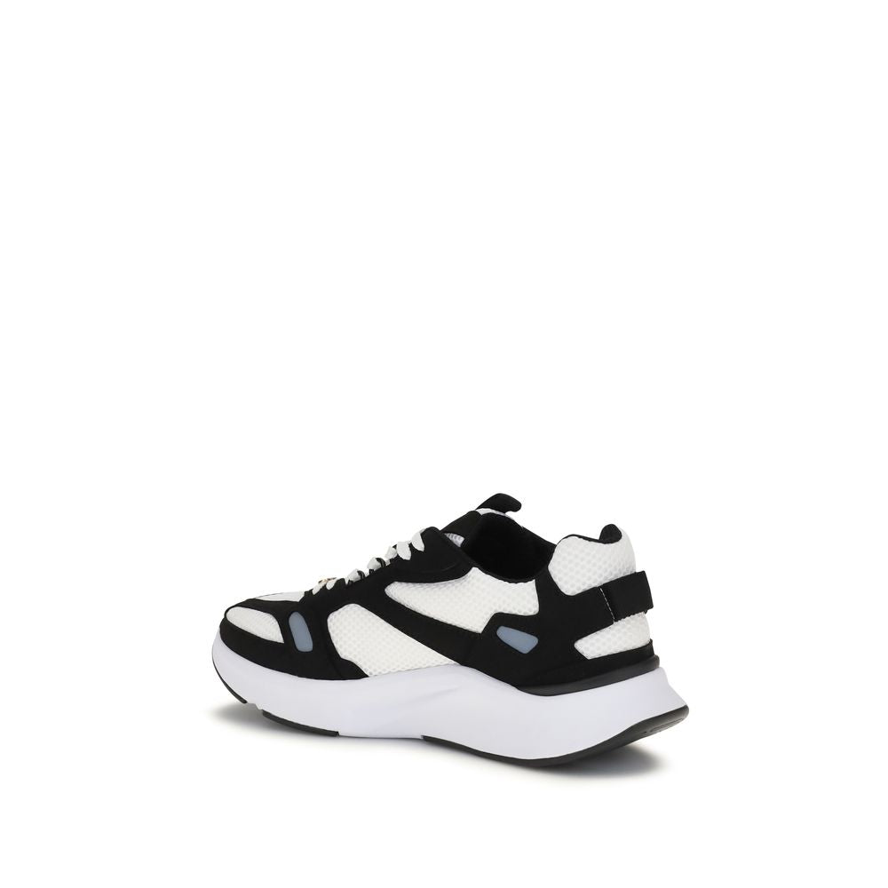 Valentino Garavani White & Black Demivee Mesh and Suede Sneakers