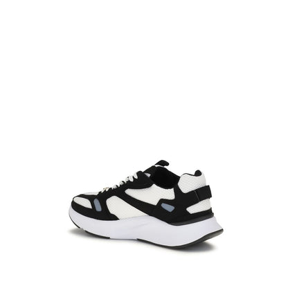 Valentino Garavani White & Black Demivee Mesh and Suede Sneakers