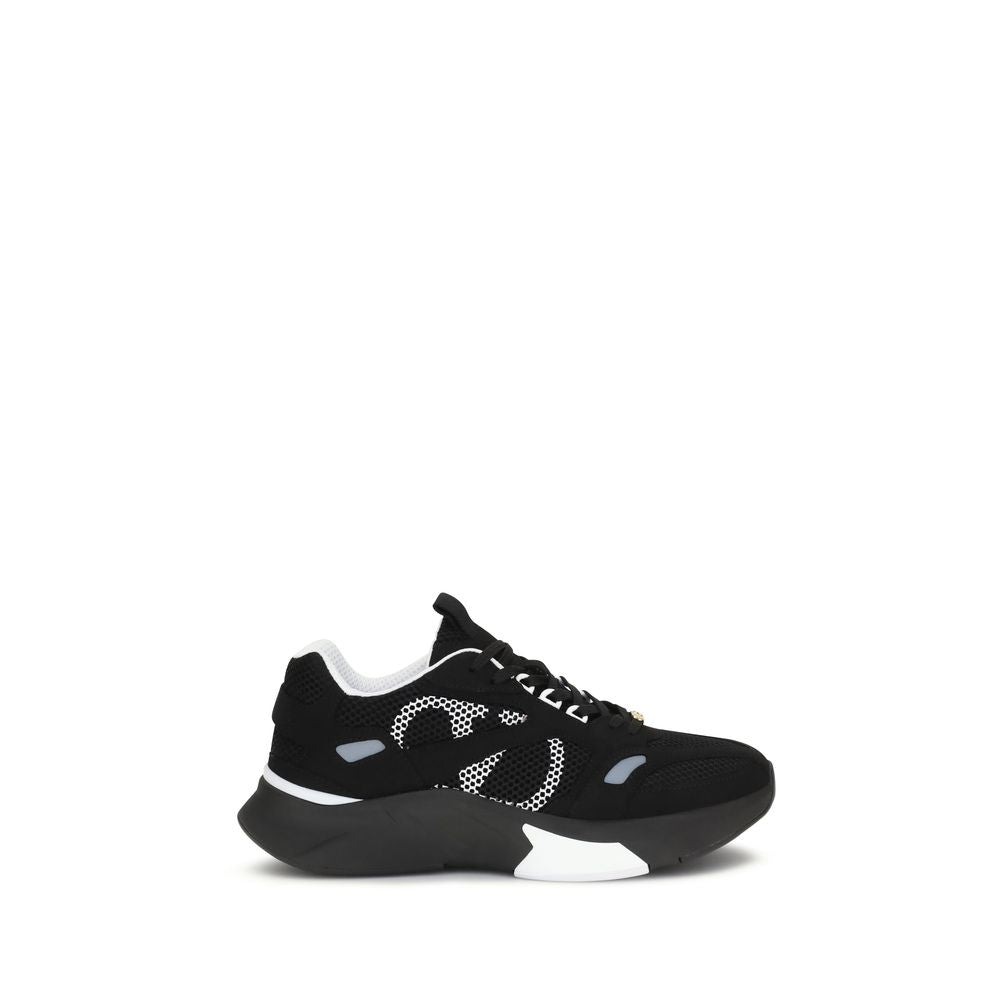 Valentino Garavani Black Demivee Mesh and Suede Sneakers