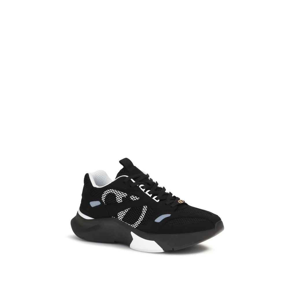 Valentino Garavani Black Demivee Mesh and Suede Sneakers