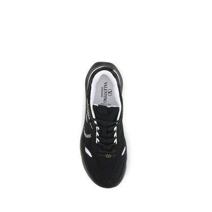 Valentino Garavani Black Demivee Mesh and Suede Sneakers