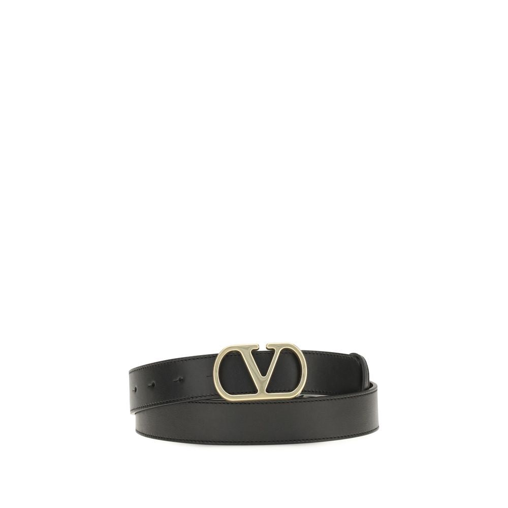 Valentino Garavani Black Calf Leather VLogo Signature Belt