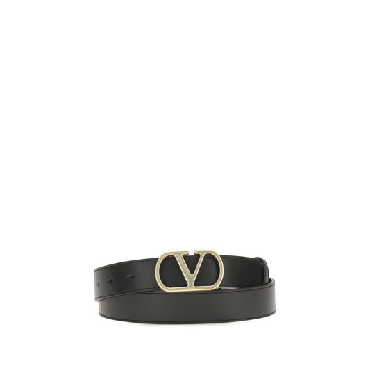 Valentino Garavani Black Calf Leather VLogo Signature Belt