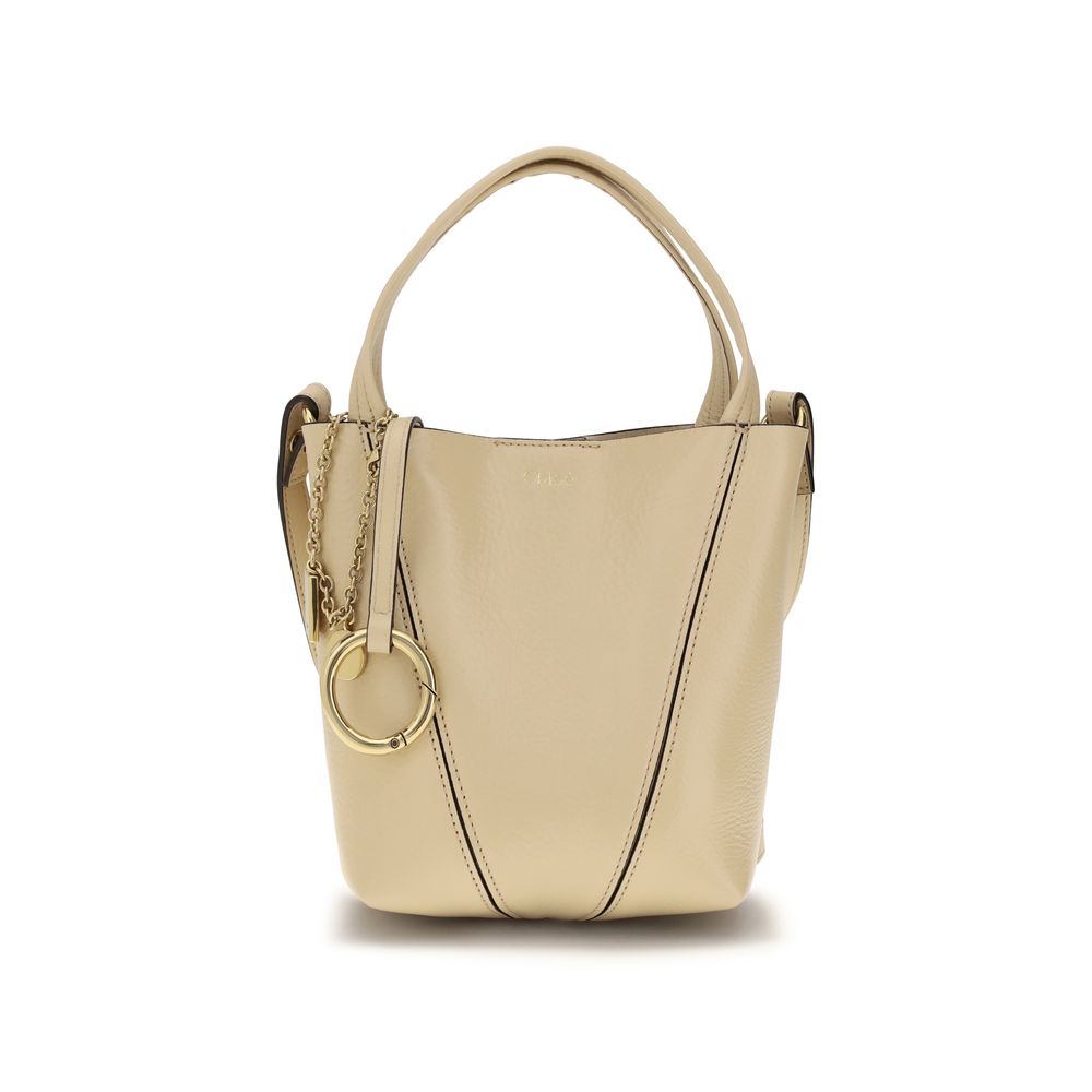 Chloé Beige Calf Leather Spin Shoulder Bag