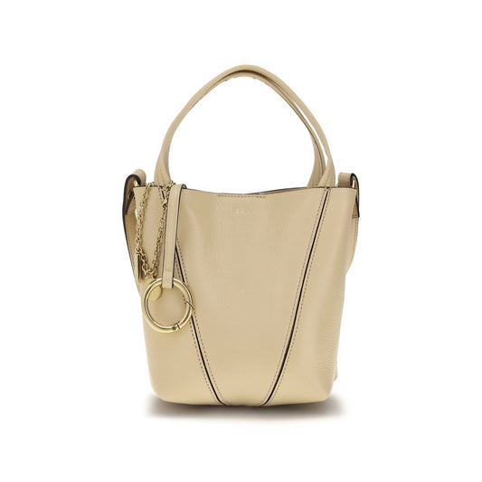 Chloé Beige Calf Leather Spin Shoulder Bag
