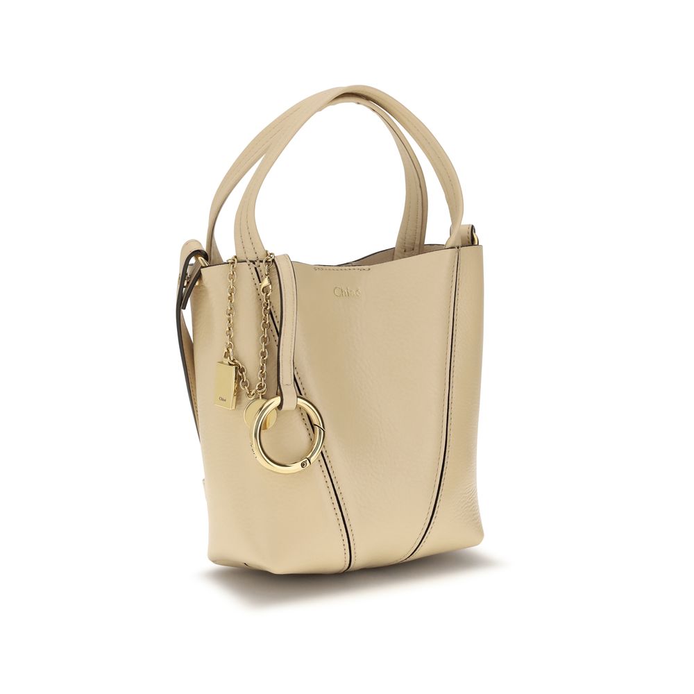 Chloé Beige Calf Leather Spin Shoulder Bag