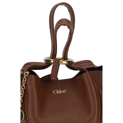 Chloé Brown Calf Leather Spin Shoulder Bag
