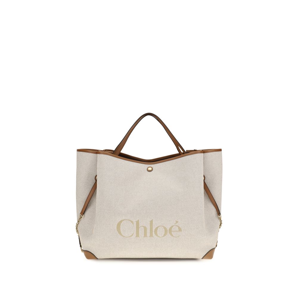 Chloé Beige Cotton Large Carry Tote Bag