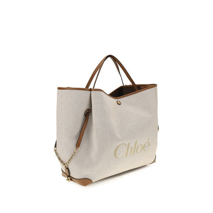 Chloé Beige Cotton Large Carry Tote Bag