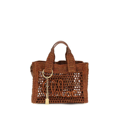 Chloé Brown Raffia Small Summer Banana East-West Tote Bag