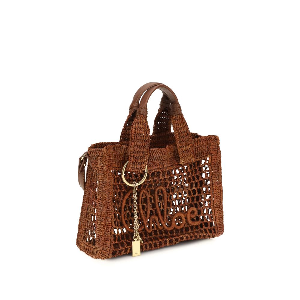 Chloé Brown Raffia Small Summer Banana East-West Tote Bag