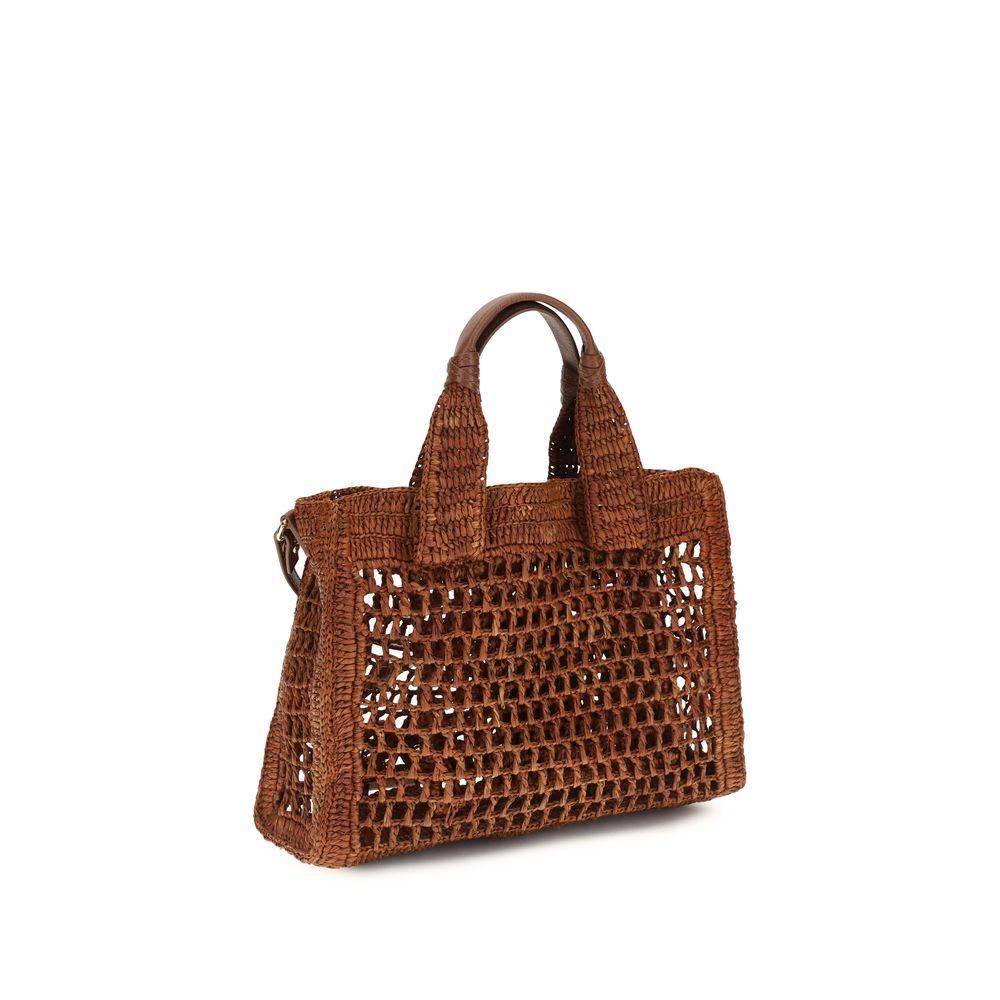 Chloé Brown Raffia Small Summer Banana East-West Tote Bag