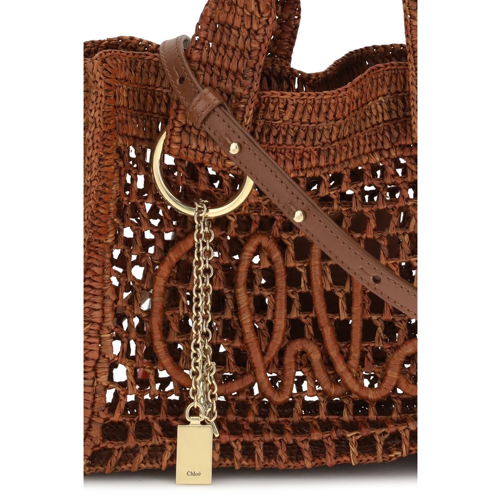 Chloé Brown Raffia Small Summer Banana East-West Tote Bag