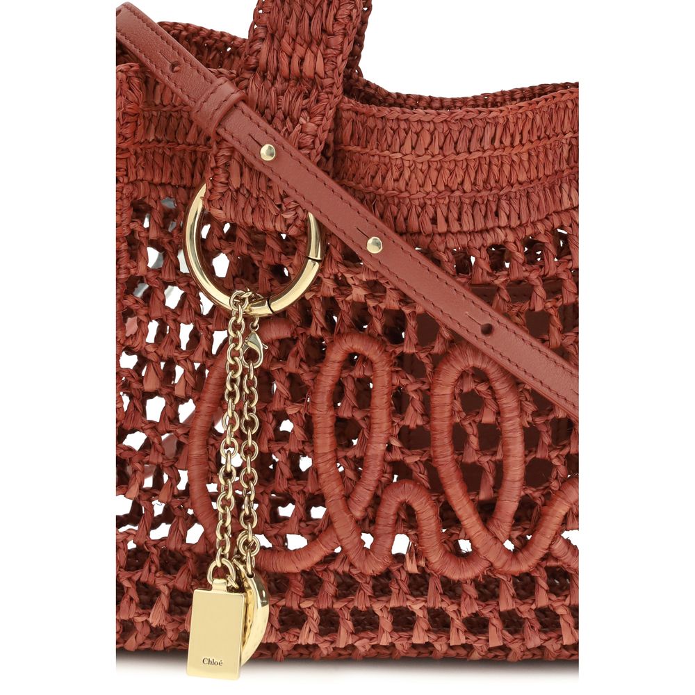 Chloé Raffia Small Summer Banana East-West Tote Bag