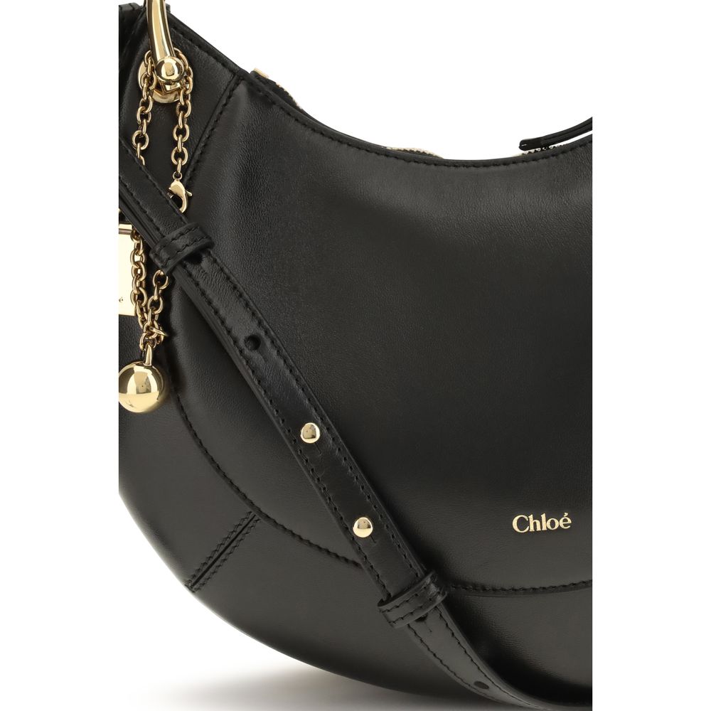 Chloé Black Calf Leather Marcie Shoulder Bag