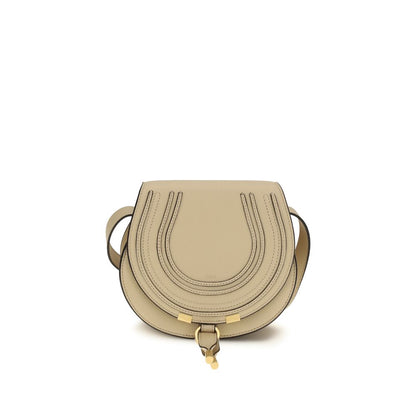 Chloé Beige Calf Leather Small Marcie Shoulder Bag