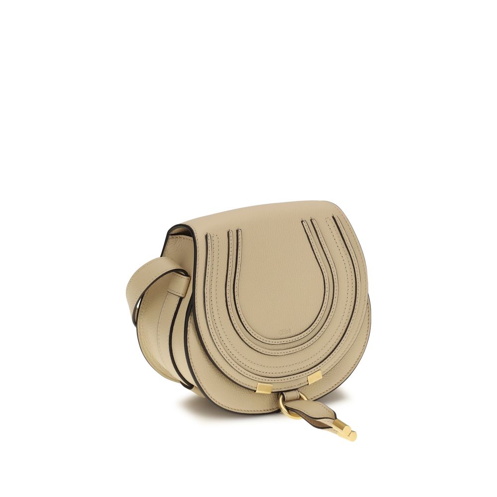 Chloé Beige Calf Leather Small Marcie Shoulder Bag