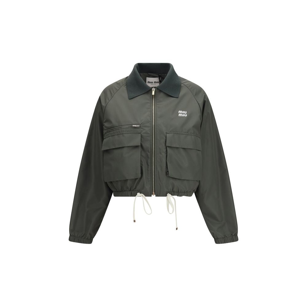 Miu Miu Forest Green Technical Fabric Blouson Jacket
