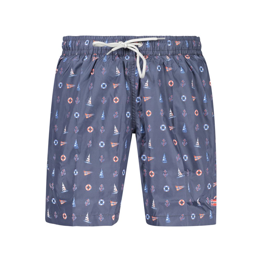 Norway 1963 Blue Men's Swim Shorts with Elastic Waist and Pockets