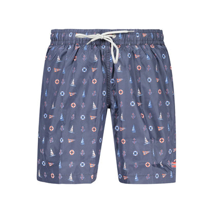 Norway 1963 Blue Men's Swim Shorts with Elastic Waist and Pockets