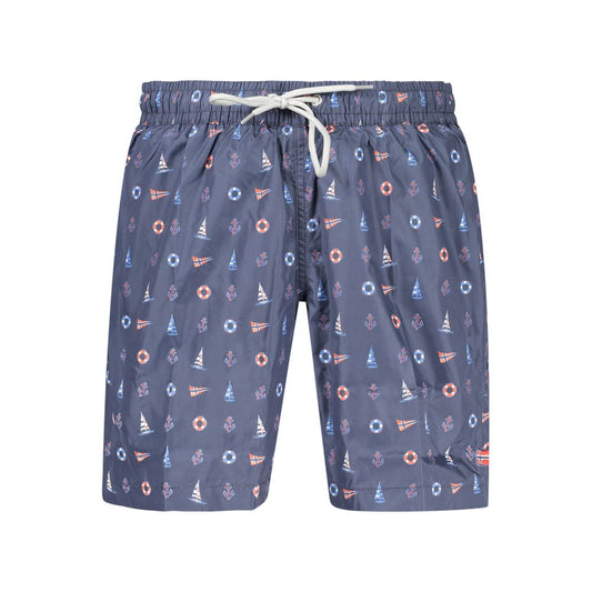 Norway 1963 Blue Men's Swim Shorts with Elastic Waist and Pockets
