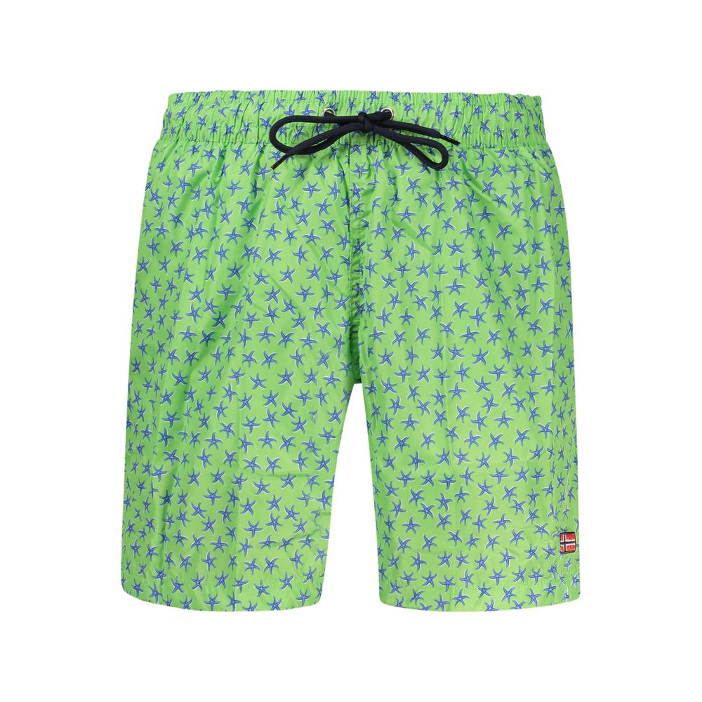 Norway 1963 Green Polyester Men's Swim Shorts with Pockets and Adjustable Waistband