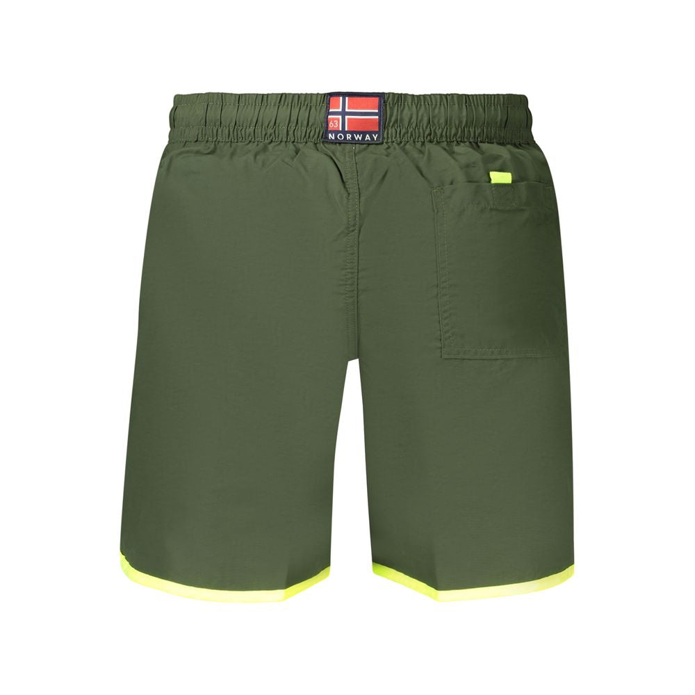 Norway 1963 Green Men's Swim Boxer Shorts with Elastic Waistband