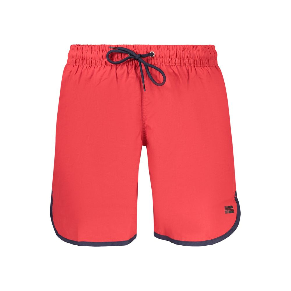 Norway 1963 Red Men's Swim Shorts with Elastic Waist and Pockets