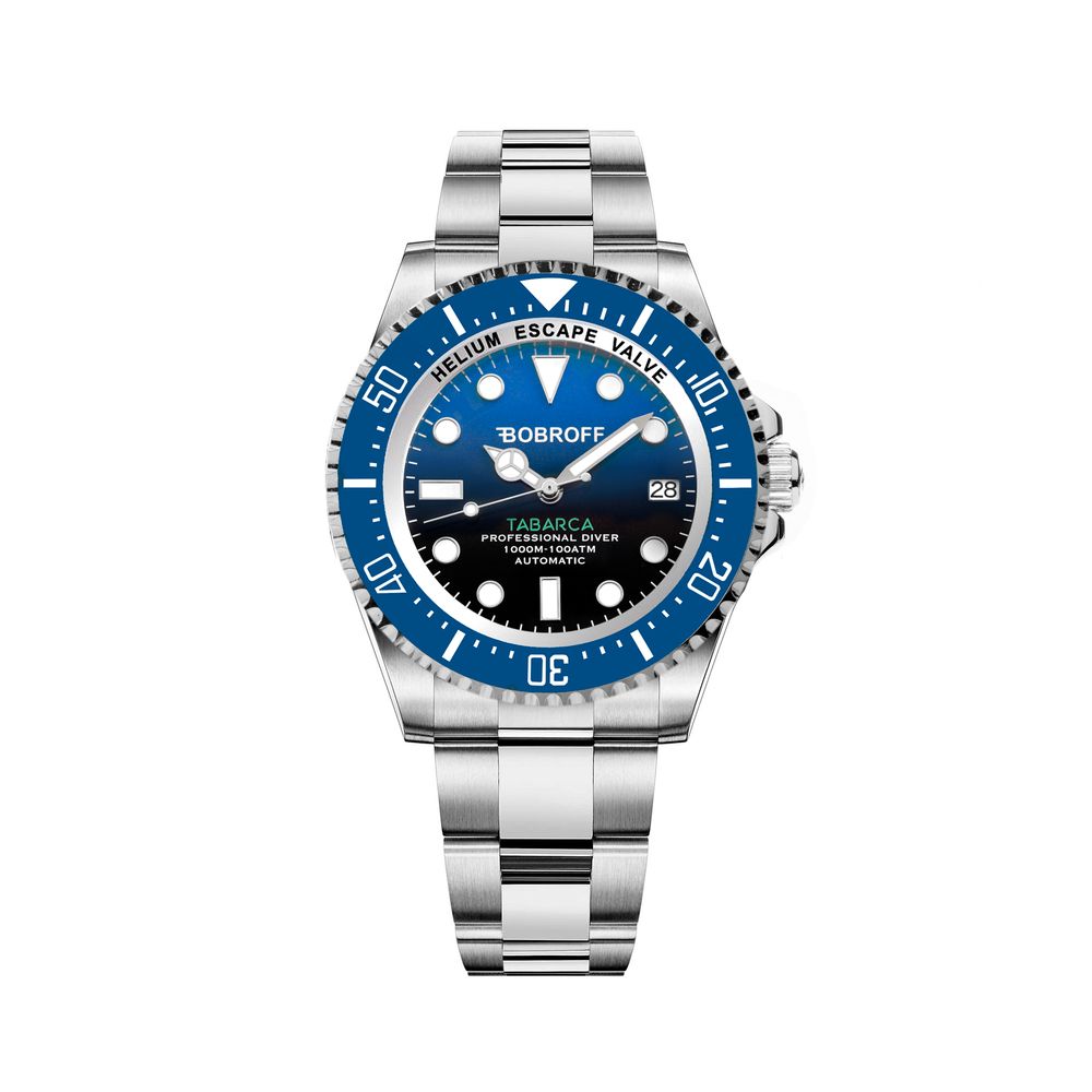 Bobroff Tabarca Men's Automatic Diver Watch – Silver Steel Bracelet
