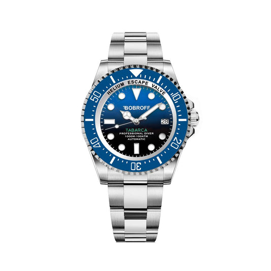 Bobroff Tabarca Men's Automatic Diver Watch – Silver Steel Bracelet