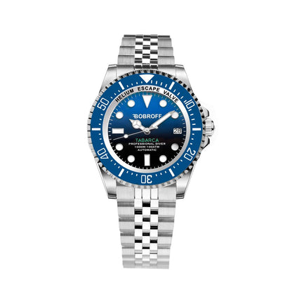 Bobroff Tabarca Men's Automatic Diver Watch – Silver Steel Bracelet